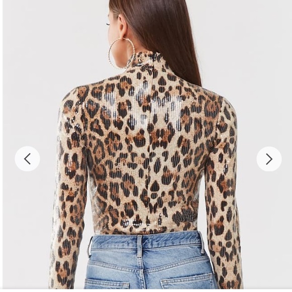 CHEETAH PRINT SEQUIN BODY SUIT - Picture 2 of 4